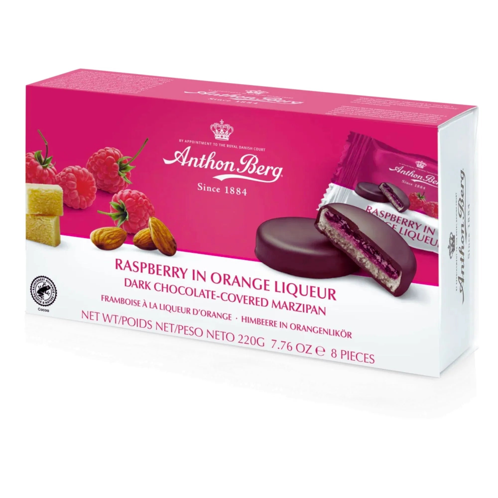 Anthon Berg Raspberry in Orange Liqueur Marzipan - Stock Boy Candy Co.